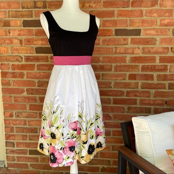 Spring Sun Dress size 3/4 Maurice’s black sleeveless fitted bodice floral skirt - Picture 10 of 11